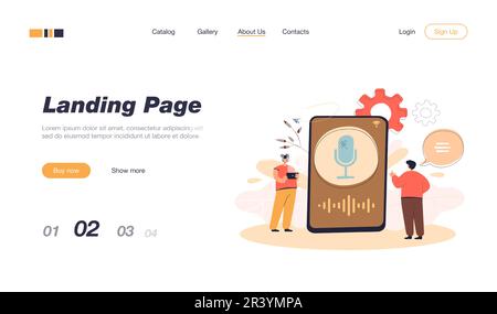 Cartoon people using function of voice assistant Stock Vector