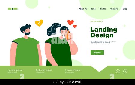 Girlfriend talking on phone and jealous boyfriend Stock Vector