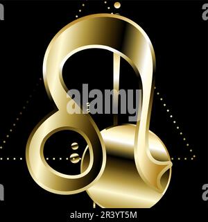 leo zodiac symbol shiny luxury golden sticker illustration in vector format Stock Vector