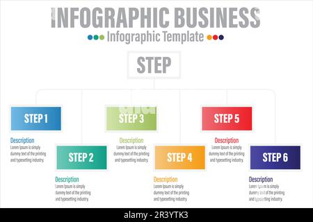 Abstract infographics number options template with Six 6 steps, with Six 6 label. Can be used for workflow layout, diagram, business step options, ban Stock Vector