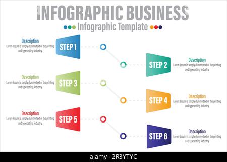 Six rectangle timeline steps or option workflow infographic plan concept design vector with icons. Business roadmap timeline network project template Stock Vector
