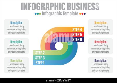 Vector circle infographics set. Template for diagram, graph, presentation and chart. Business concept with Six 6 Steps, Six 6 options, parts, steps or Stock Vector