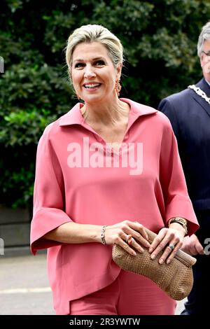 Nijmegen, Niederlande. 25th May, 2023. Queen Maxima of The Netherlands arrives at the NXP Semiconductors in Nijmegen, on May 25, 2023, for a visit, NXP Semiconductors emerged from Philips in 2006 and has since grown into a chipmaker with a turnover of more than ? 12 billion and more than 34,000 employees, The company is the winner of the Koning Willem I Award Credit: Albert Nieboer/Netherlands OUT/Point De Vue OUT/dpa/Alamy Live News Stock Photo