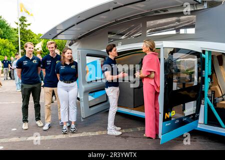 Nijmegen, Niederlande. 25th May, 2023. Queen Maxima of The Netherlands at the NXP Semiconductors in Nijmegen, on May 25, 2023, for a visit, NXP Semiconductors emerged from Philips in 2006 and has since grown into a chipmaker with a turnover of more than ? 12 billion and more than 34,000 employees, The company is the winner of the Koning Willem I Award Credit: Albert Nieboer/Netherlands OUT/Point De Vue OUT/dpa/Alamy Live News Stock Photo