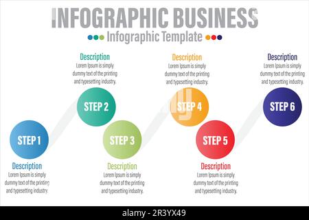 Abstract infographics number options template with Six 6 steps, with Six 6 label. Can be used for workflow layout, diagram, business step options, ban Stock Vector