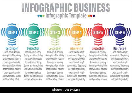 Timeline 6 Steps, six 6 option shape table chart elements with steps,road map,options,milestone,timeline,processes or workflow.Business data visualiza Stock Vector