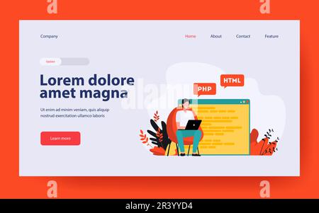 Developer writing code for website Stock Vector
