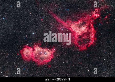 The Heart and Soul Nebulas in Cassiopeia. Stock Photo