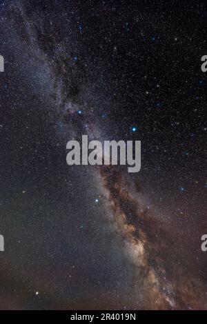 A wide angle view of the northern summer Milky Way from Cepheus (at top) to Serpens (at bottom). Stock Photo