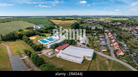 View over Harzgerode aerial photograph Stock Photo