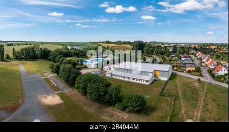 View over Harzgerode aerial photograph Stock Photo