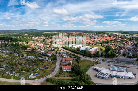 View over Harzgerode aerial photograph Stock Photo