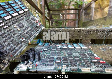 Old motherboard circuit boards Stock Photo