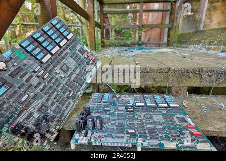 Old motherboard circuit boards Stock Photo