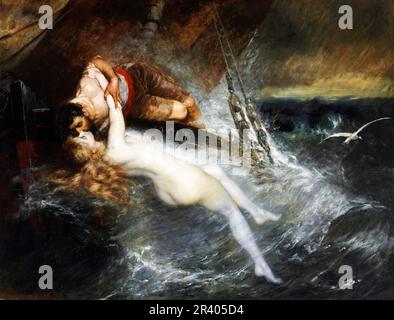 The Kiss of the Siren by the Austrian artist, Gustav Wertheimer (1847–1902), oil on canvas, 1882 Stock Photo