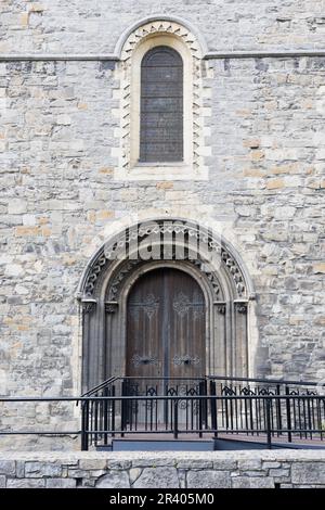 Beautiful old wooden doors and arched entryway at Christ Church Cathedral in Dublin, Ireland. Stock Photo