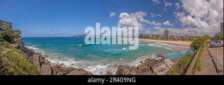 Panoramic picture of Queenscliff Beach near Sydney during daytime sunshine in summer Stock Photo