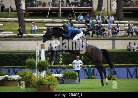 CSIO Roma 2023, Piazza di Siena, Rome, Italy, may 25 2023. Equestrian jumping competition Tab A against the clock, Martin Fuchs (SUI) jumping. Photo Credit: Fabio Pagani/Alamy Live News Stock Photo