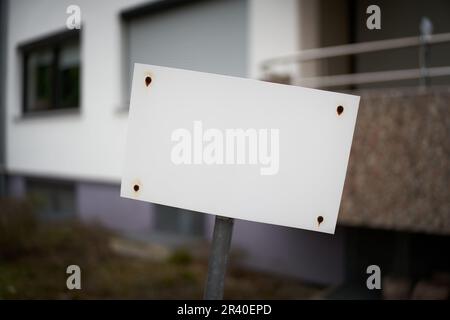 Blank white unlabeled sign with text space Stock Photo