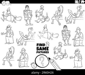 Find two same cartoon people characters educational game Stock Photo ...