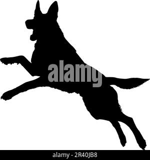 Defense German shepherd dog silhouette isolated on a white background. Vector illustration Stock Vector