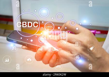 A CBDC is a digital currency issued by a central bank. which has the ability to act as a medium to pay for goods and services can maintain value and i Stock Photo