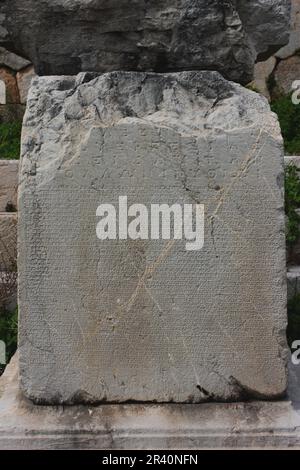Ancient Greek inscription at Ancient Delphi Stock Photo Alamy
