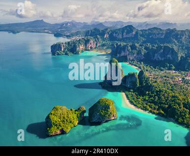 Aerial drone view of Railay beach Krabi Thailand Stock Photo