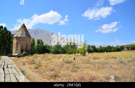 Halime Hatun Vault is a Seljuk mausoleum located in the Gevas district of Turkey. Stock Photo