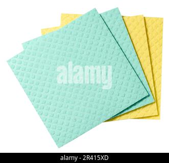 Square sponges for the kitchen and home on a white isolated background Stock Photo