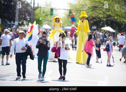 Open Streets - Hyannis, Massachusetts, USA, The crowd along Main Street Stock Photo