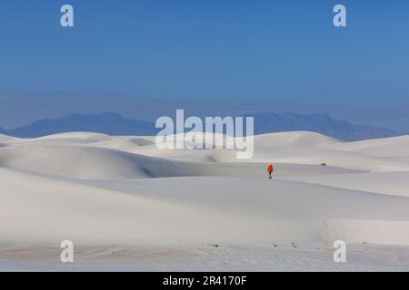 Hike in White sand dunes Stock Photo