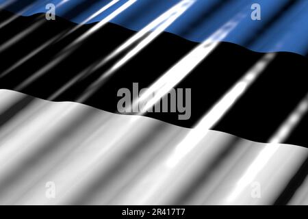 beautiful shiny - looking like plastic flag of Estonia with large folds lying in corner - any occasion flag 3d illustration Stock Photo