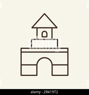 Sandcastle silhouette. Line icon. Education concept Stock Vector