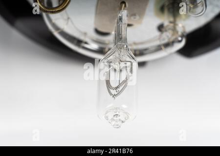 Studio light flash lamp closeup on white background isolated Stock Photo