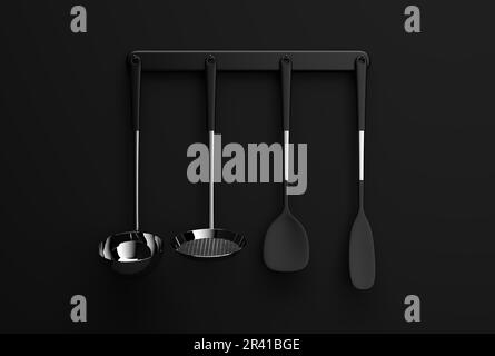 Pots and pans. Set of cooking kitchen utensils and cookware. 3d  illustration Stock Photo - Alamy