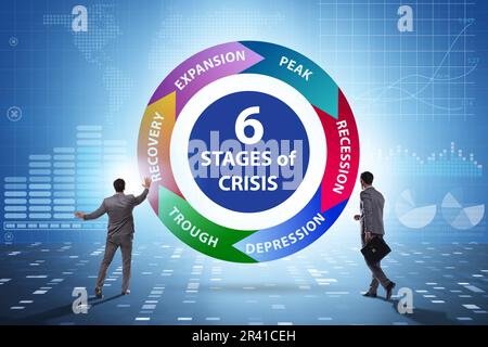 Illustration of six stages of crisis Stock Photo