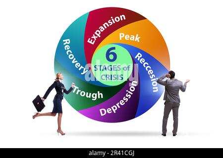 Illustration of six stages of crisis Stock Photo