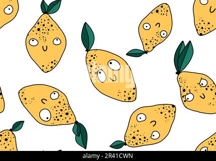 Summer cartoon fruit seamless monster lemon pattern for wrapping paper ...