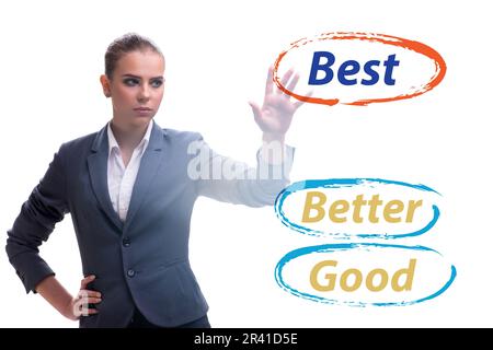 Businesswoman in good better and the best concept Stock Photo - Alamy