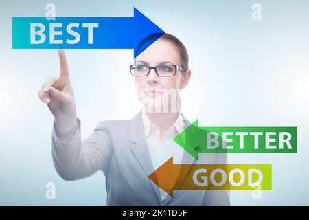 Businesswoman in good better and the best concept Stock Photo - Alamy