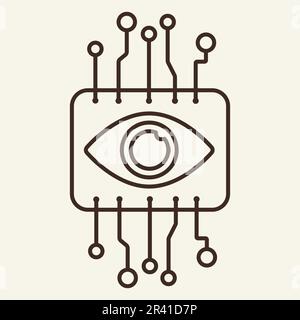 Cyber eye thin line icon Stock Vector