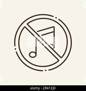 Prohibition of music thin line icon Stock Vector