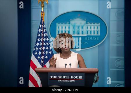 White House press secretary Karine Jean-Pierre speaks during a press ...