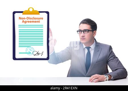 Businessman in non disclosure agreement concept Stock Photo