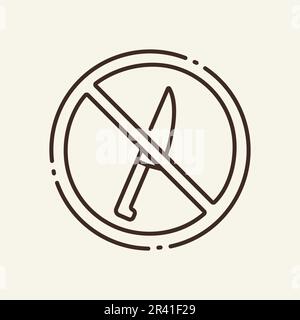 Prohibition of knife cream thin line icon Stock Vector