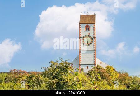 Mountain Church St. Moritz Hallau, Canton Schaffhausen, Switzerland Stock Photo