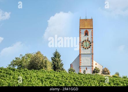 Mountain Church St. Moritz Hallau, Canton Schaffhausen, Switzerland Stock Photo