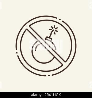Prohibition of bombs thin line icon Stock Vector