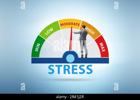 Concept of stress meter with businessman Stock Photo